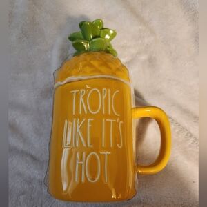 Yellow Pineapple Mug Wit Lid ☆ New☆